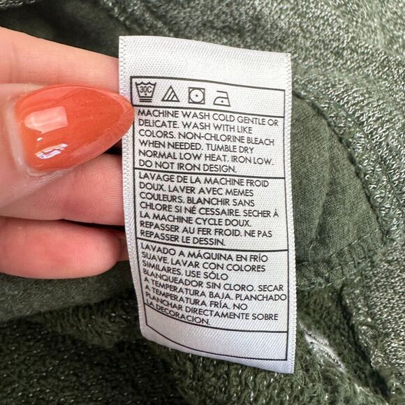 Hurley Green Oversized Sweater Sweatshirt Jacket Mock Neck Pockets Sz XL - Picture 9 of 11